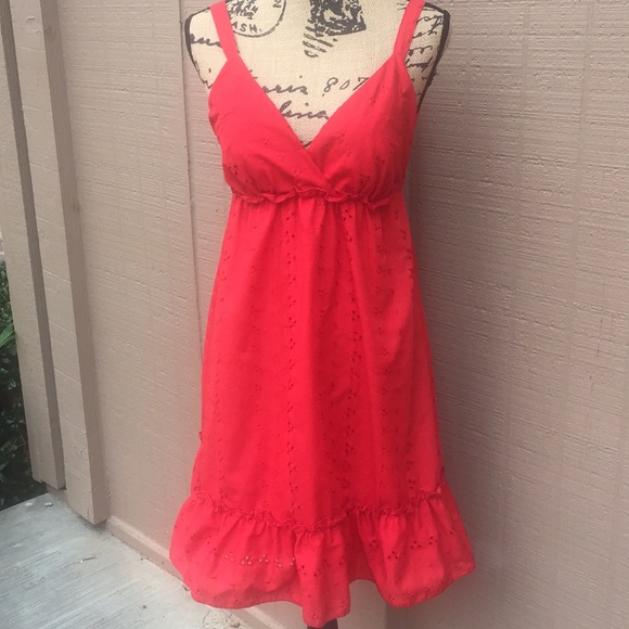 Sz 4 Believe Petite Red Eyelet Lace Dress - Picture 2 of 7